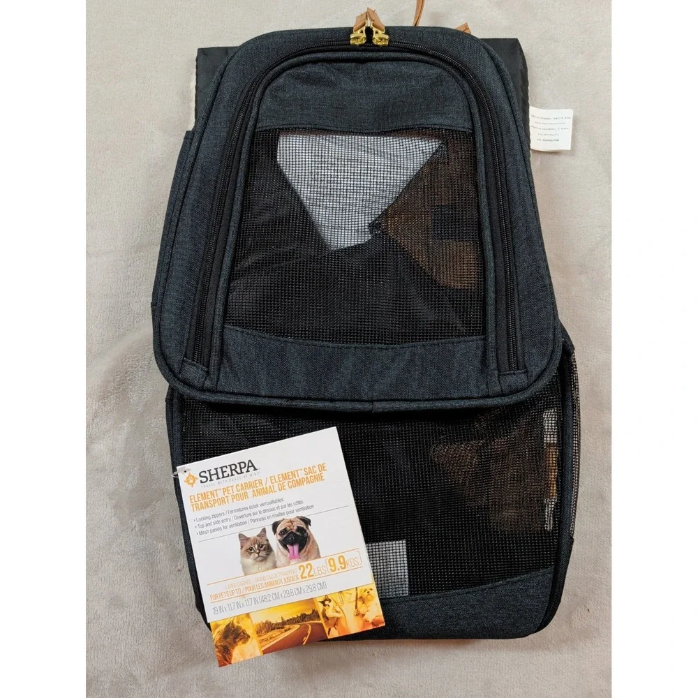 Sherpa Element Carrier To Go Pet Travel Bag Black Tan Large 22lbs 55526‎